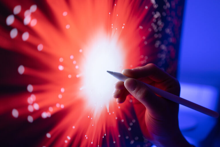 Close-up of using a digital pencil