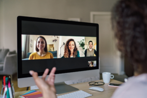 Group of people having a video conference